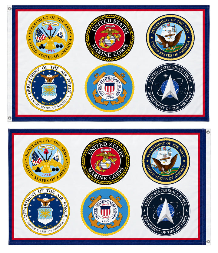 Armed Forces 2 Sided 5x8 Flag All Six branches heartlandflags