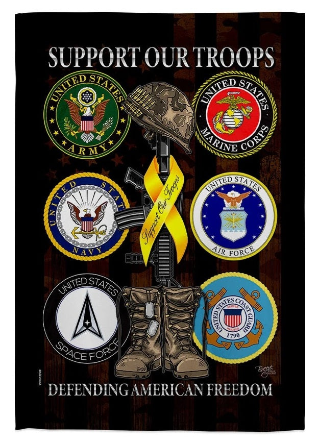 Armed Forces Support Our Troops Garden Flag 2 Sided heartlandflags
