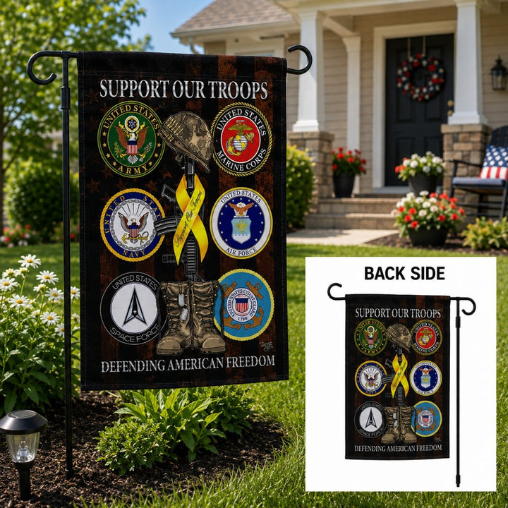 Armed Forces Support Our Troops Garden Flag 2 Sided heartlandflags