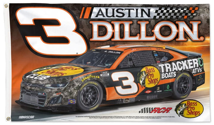 Austin Dillon Flag 3x5 Bass Pro 2024 Race Car heartlandflags