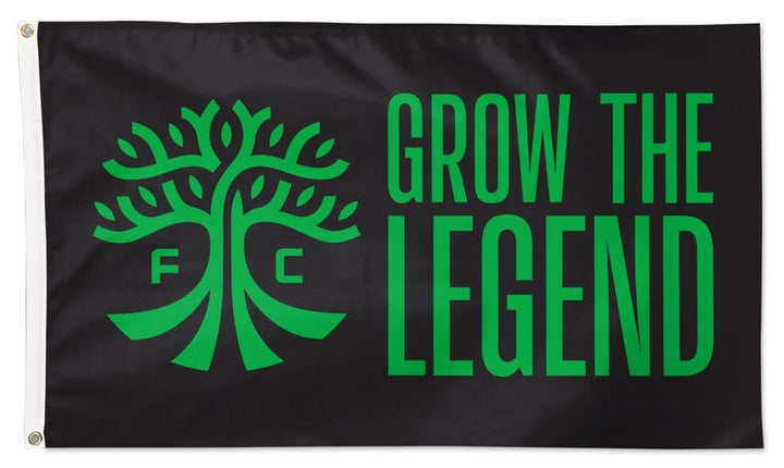 Austin FC Flag 3x5 Soccer Grow The Legend Slogan heartlandflags