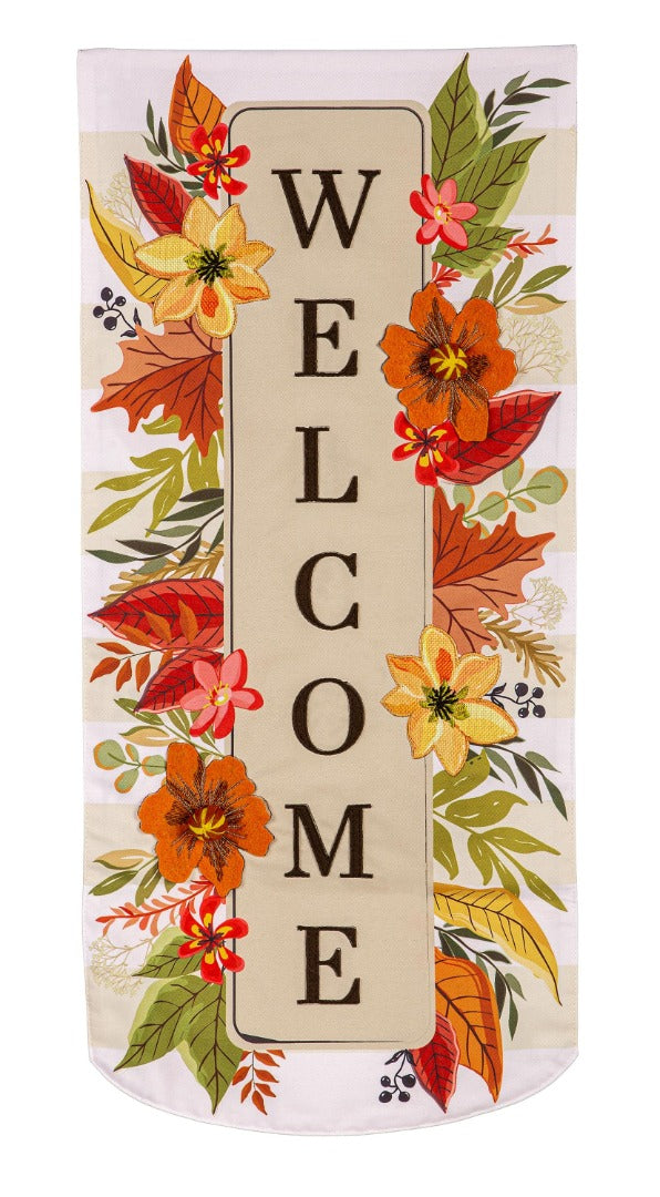 Autumn Floral Welcome Long Garden Flag 2 Sided heartlandflags