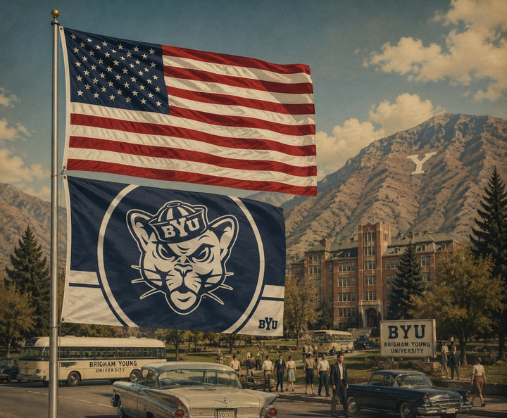 BYU Flag 3x5 Throwback Logo Brigham Young heartlandflags