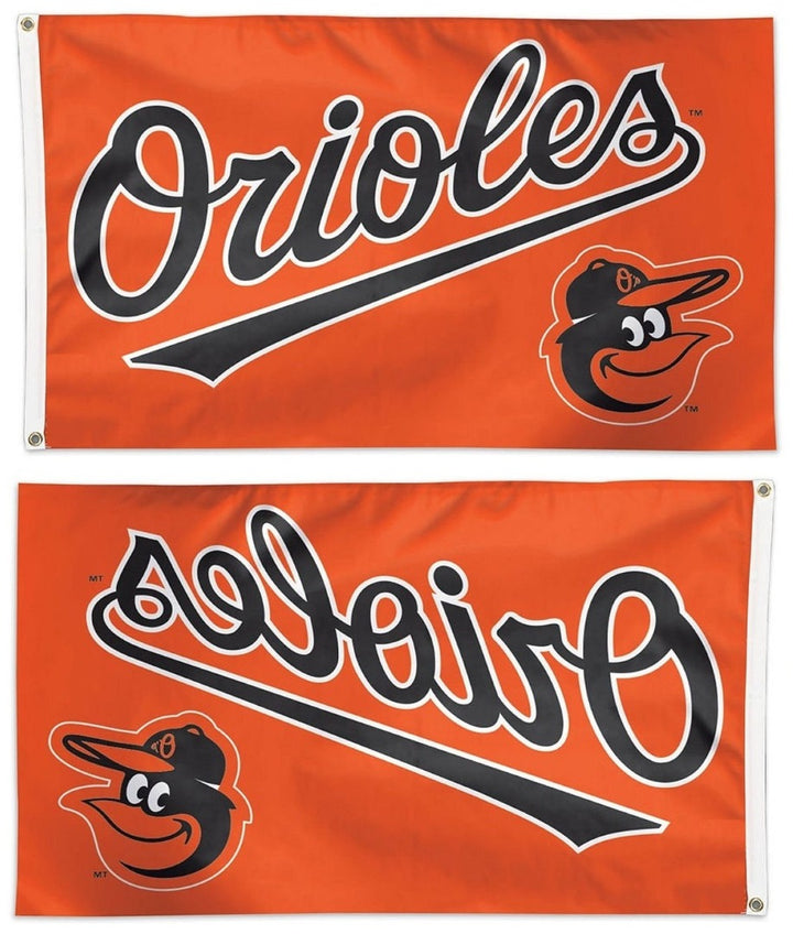 Baltimore Orioles Flag 3x5 Scripted Mascot Orange heartlandflags