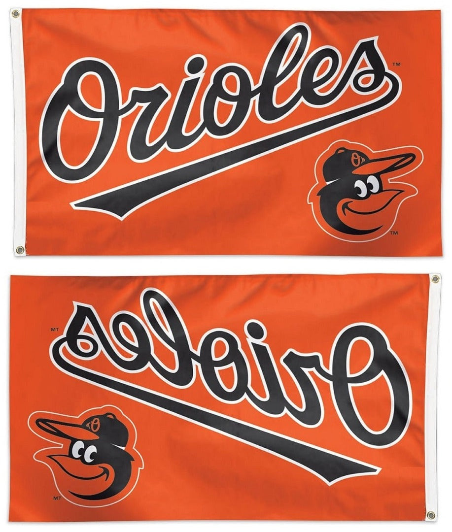Baltimore Orioles Flag 3x5 Scripted Mascot Orange heartlandflags