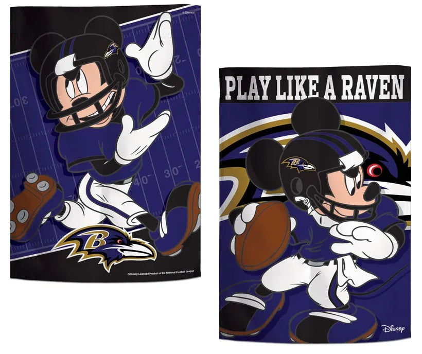 Baltimore Ravens 2 Sided Mickey Mouse Garden Flag heartlandflags