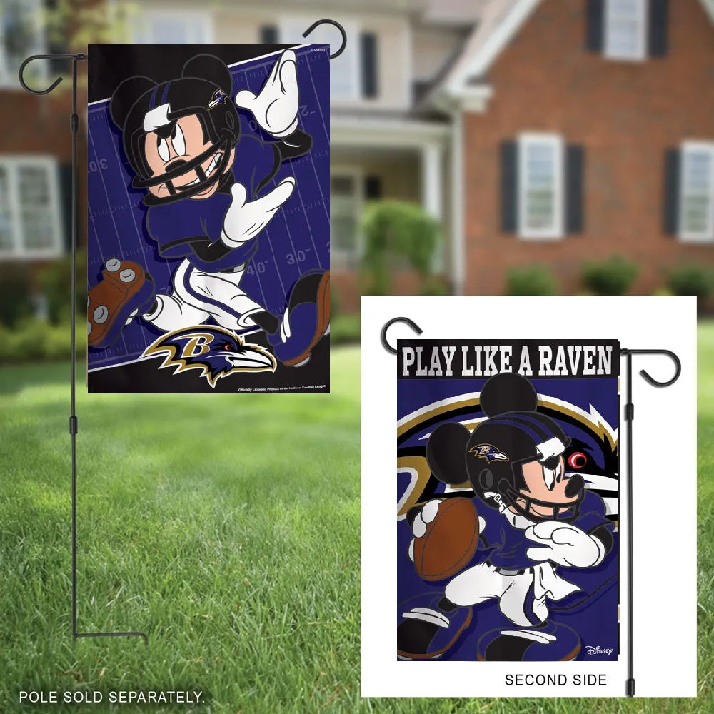Baltimore Ravens 2 Sided Mickey Mouse Garden Flag heartlandflags