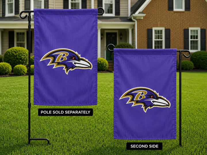 Baltimore Ravens Garden Flag 2 Sided Applique Logo heartlandflags