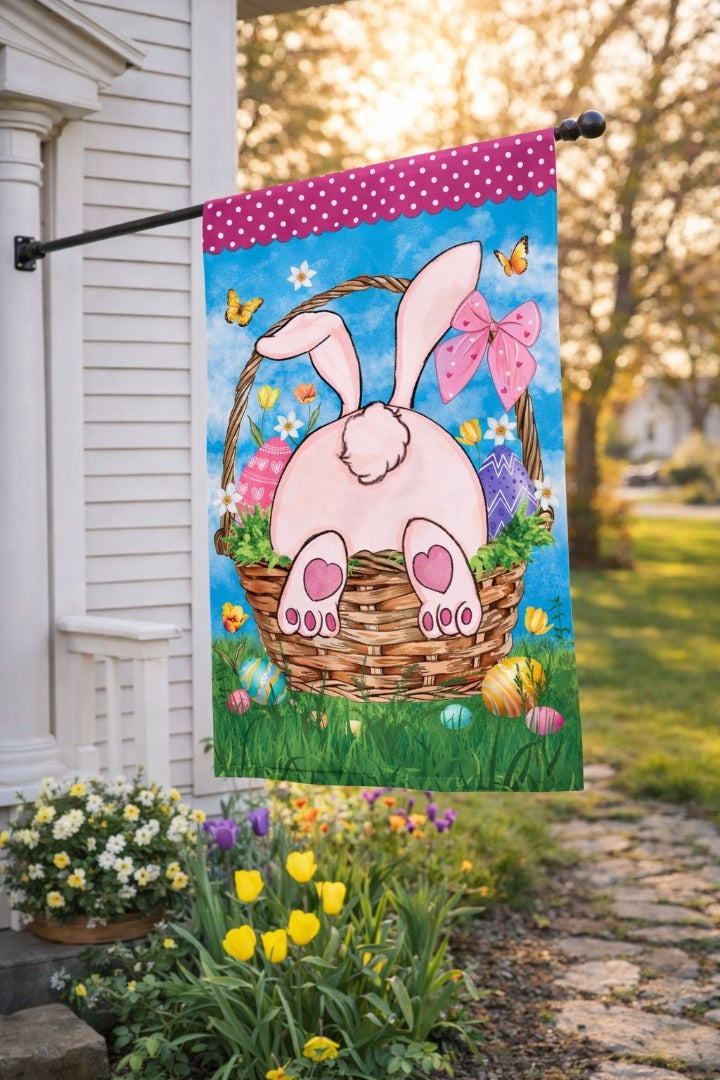 Basket Bunny 2 Sided Applique Banner heartlandflags