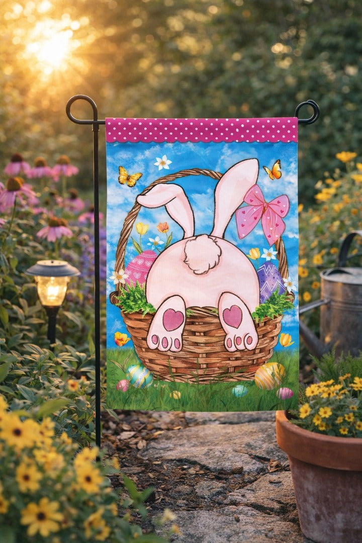 Basket Bunny 2 Sided Applique Garden Flag heartlandflags