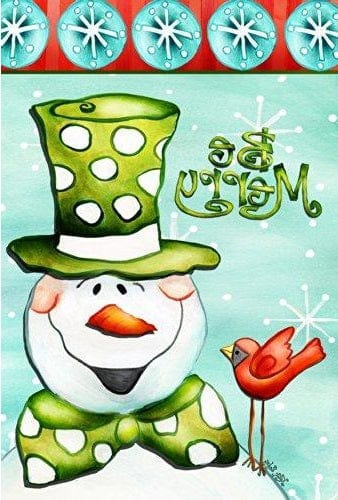 Be Merry Snowman Winter Banner Vertical House Flag heartlandflags