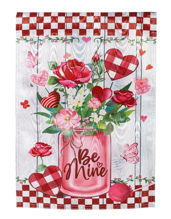 Be Mine Mason Jar 2 Sided Garden Flag heartlandflags