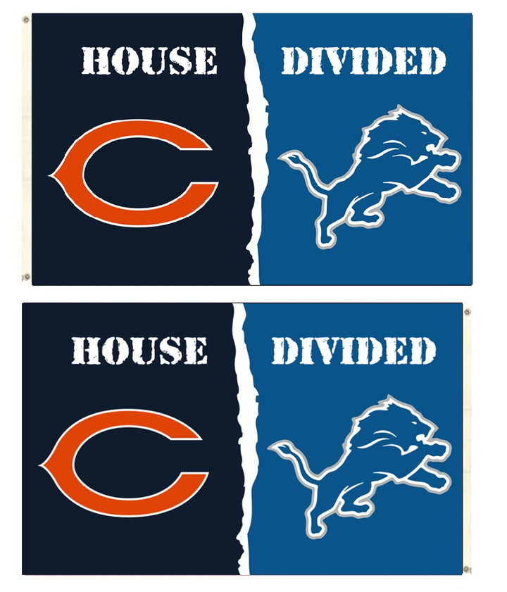 Bears - Lions 2 Sided House Divided 3x5 Flag heartlandflags