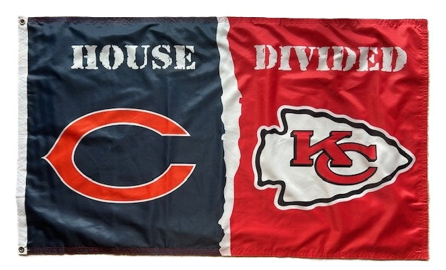 Bears vs Chiefs House Divided Flag 3x5 heartlandflags