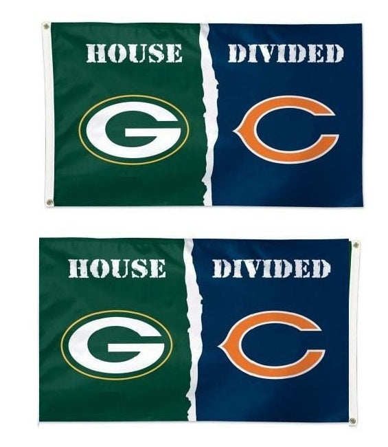 Bears vs Packers Rivalry 2 Sided House Divided heartlandflags