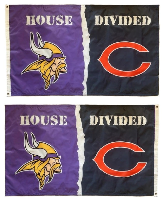Bears vs Vikings Rivalry 2 Sided 3x5 House Divided heartlandflags