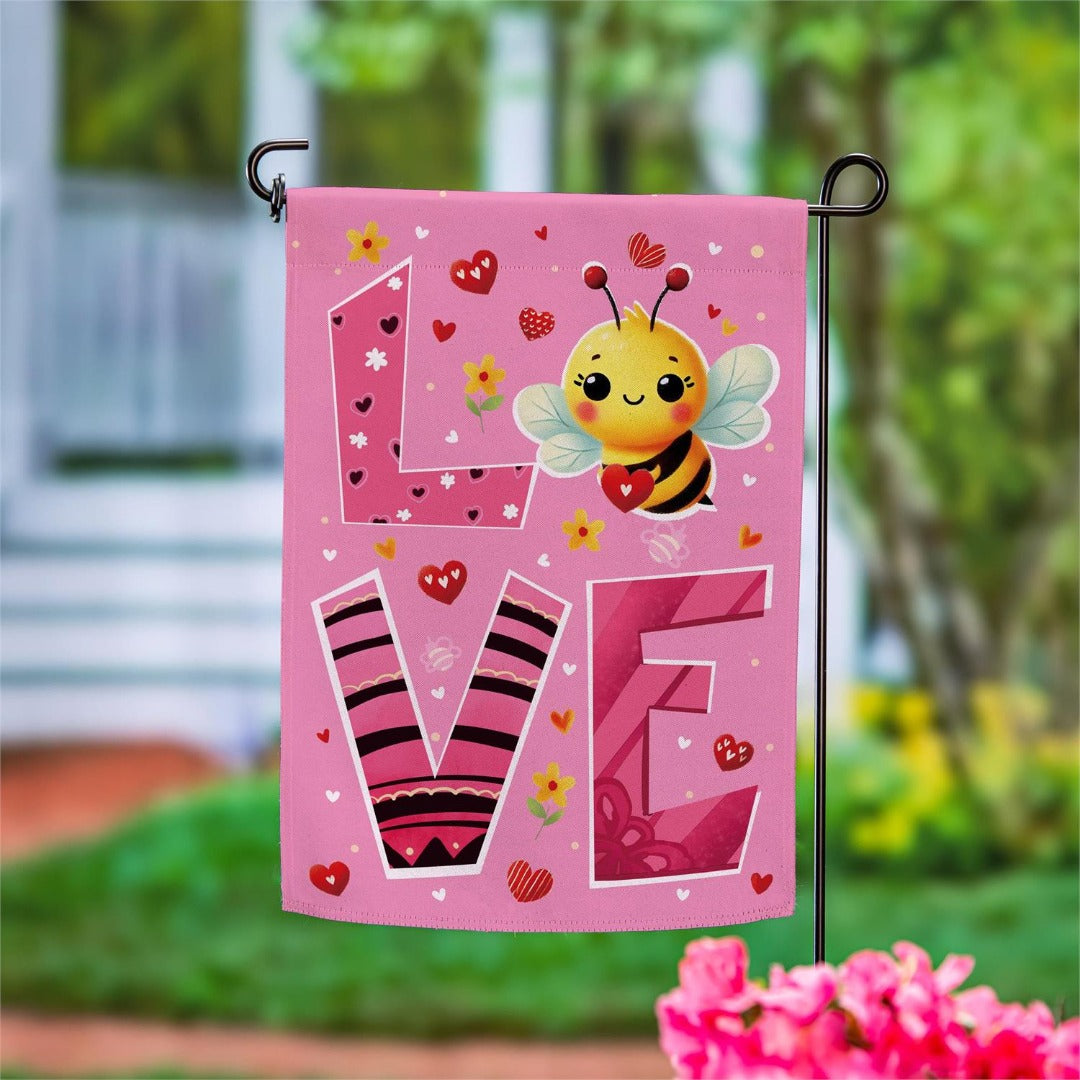 Bee Loved 2 Sided Valentine Garden Flag heartlandflags