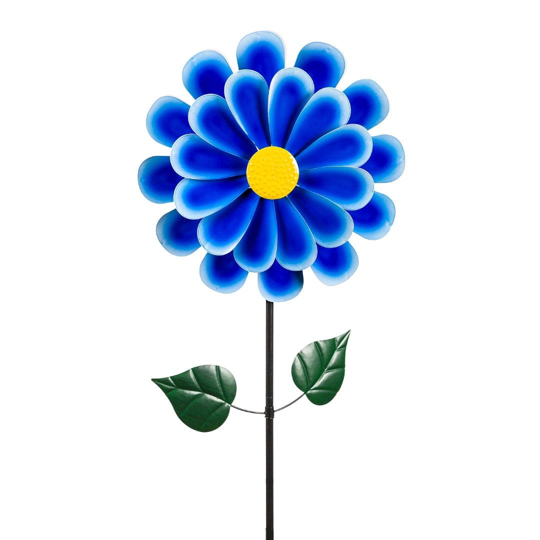 Blue Daisy Wind Spinner 75 Inches Tall heartlandflags