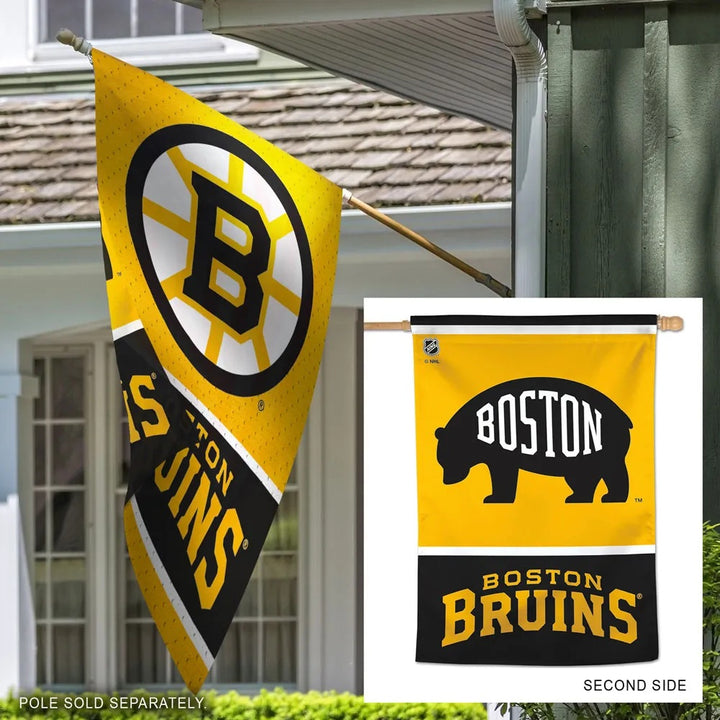 Boston Bruins Banner 2 Sided Double Logo Flag heartlandflags