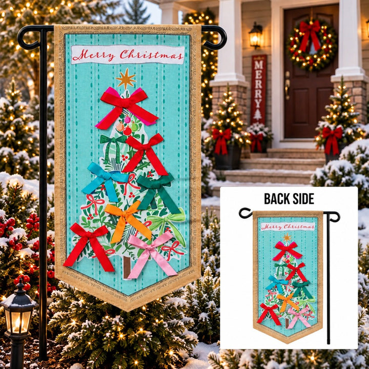 Bowtiful Christmas Tree 2-Sided Long Garden Flag heartlandflags