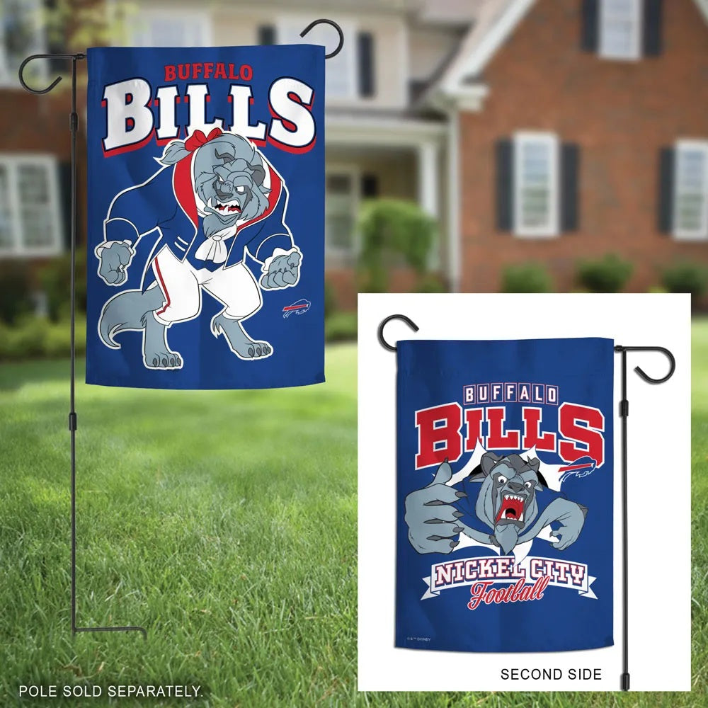 Buffalo Bills Beast garden flag displayed outdoors with reverse-side inset; pole sold separately