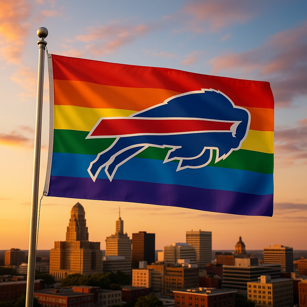 Buffalo Bills Flag 3x5 Pride Rainbow heartlandflags