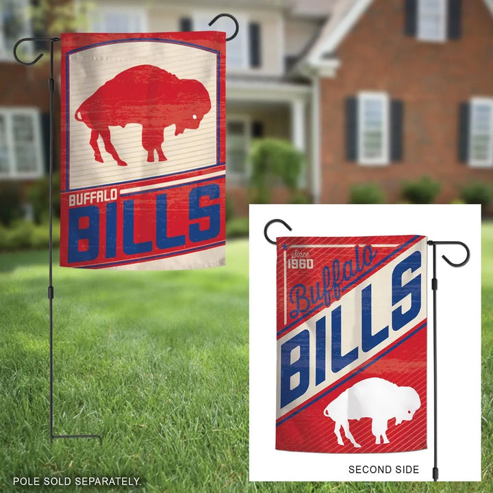 Buffalo Bills Garden Flag 2 Sided Retro Vintage Logo heartlandflags