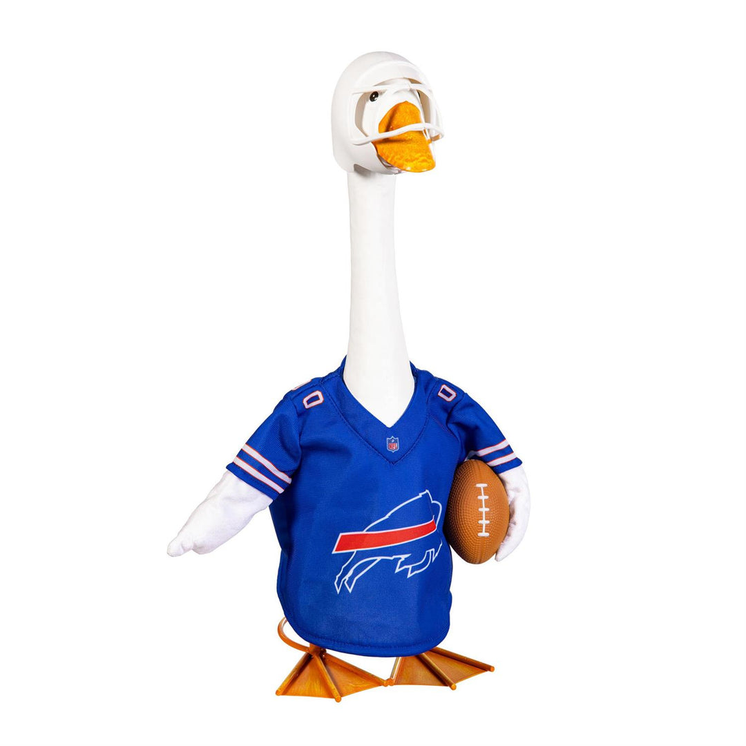Rear view of Buffalo Bills goose jersey with BILLS lettering and white 00 outlined in red