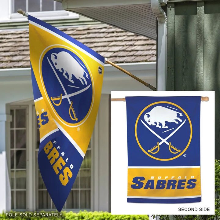 Buffalo Sabres Banner 2 Sided Vertical Flag Double Logo heartlandflags