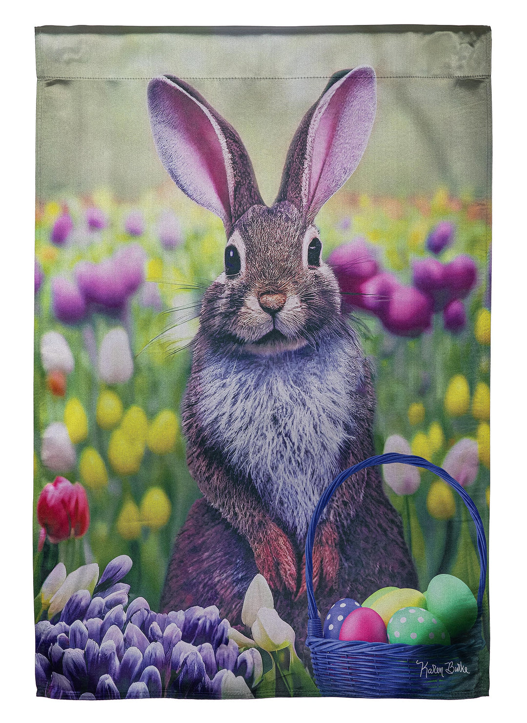 Bunny In Tulip Field Banner 2 Sided heartlandflags