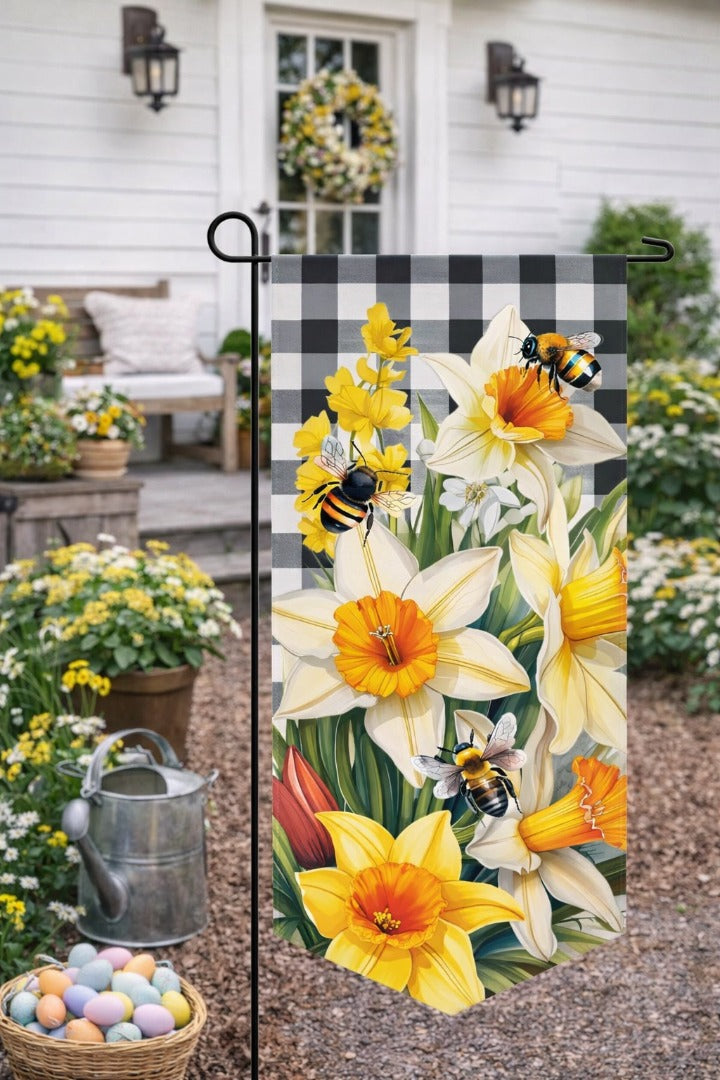 Buttercup Plaid Pattern 2 Sided Long Garden Flag heartlandflags