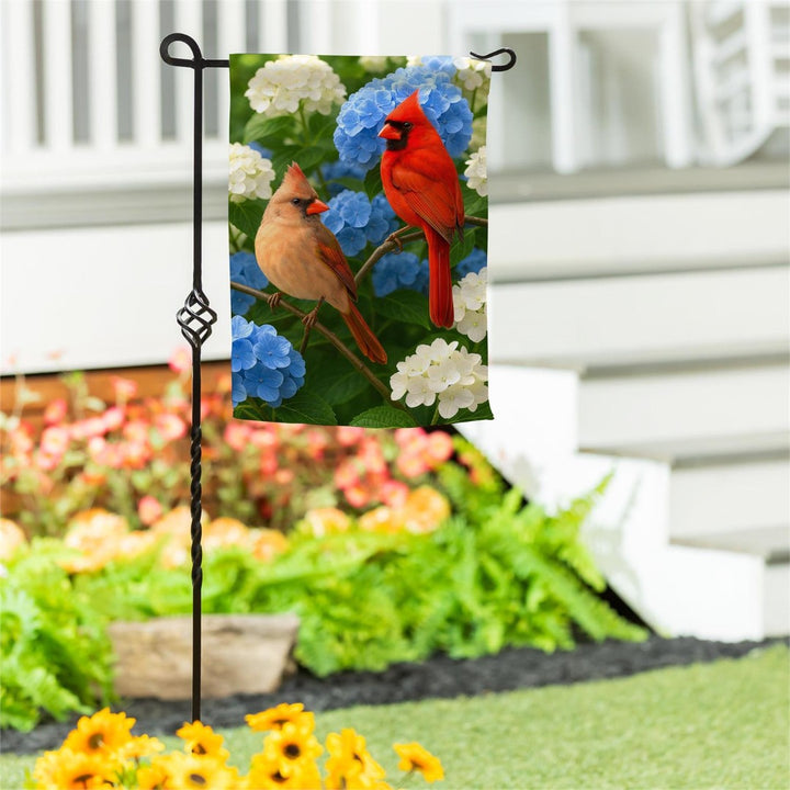 Cardinal Couple Among Hydrangeas 2-Sided Garden Flag | 12.5x18 Inches | Outdoor Decor heartlandflags