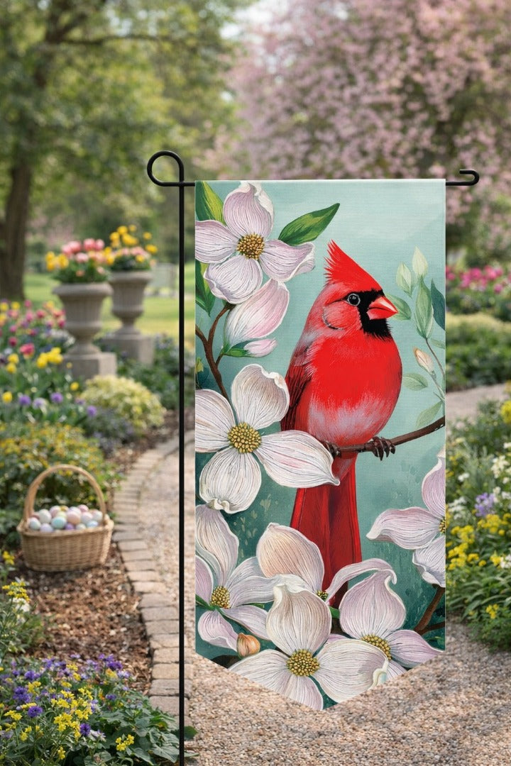 Cardinal & Dogwoods 2 Sided Long Garden Flag heartlandflags
