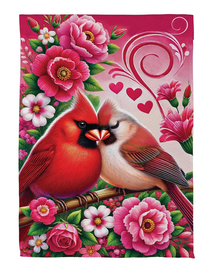 Cardinal Lovers 2 Sided Garden Flag