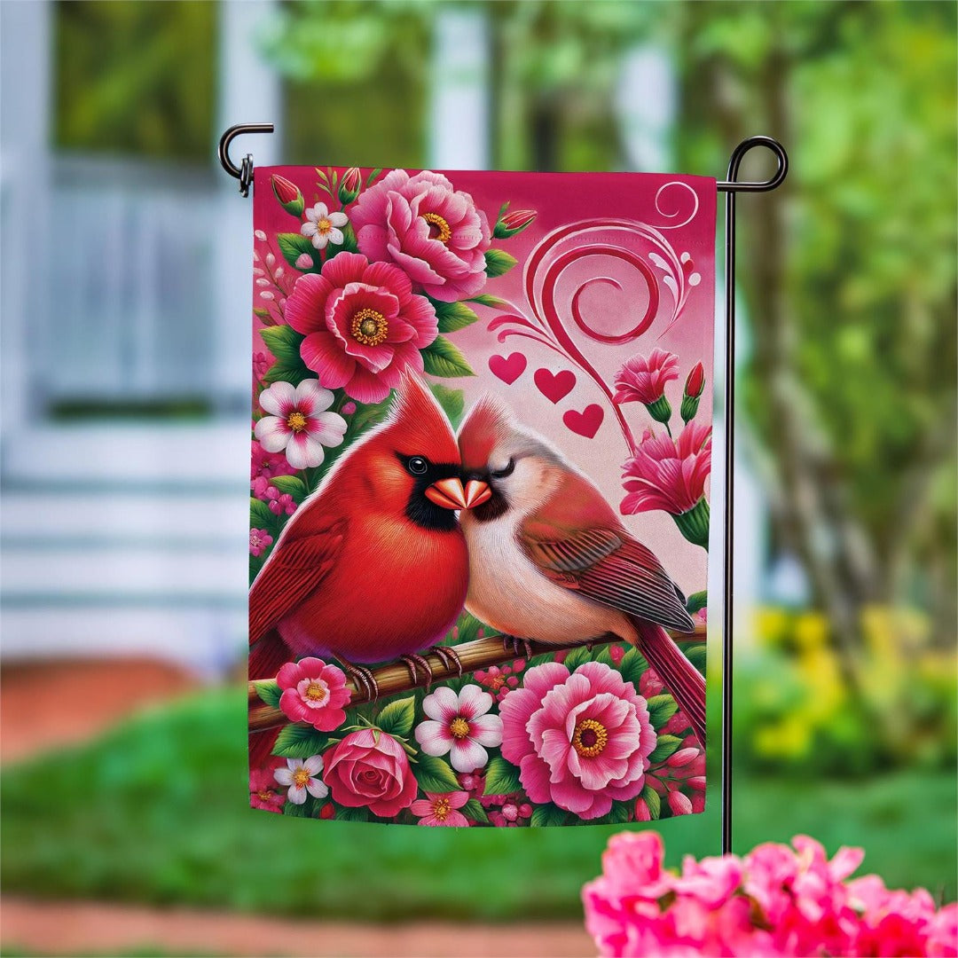Cardinal Lovers 2 Sided Garden Flag