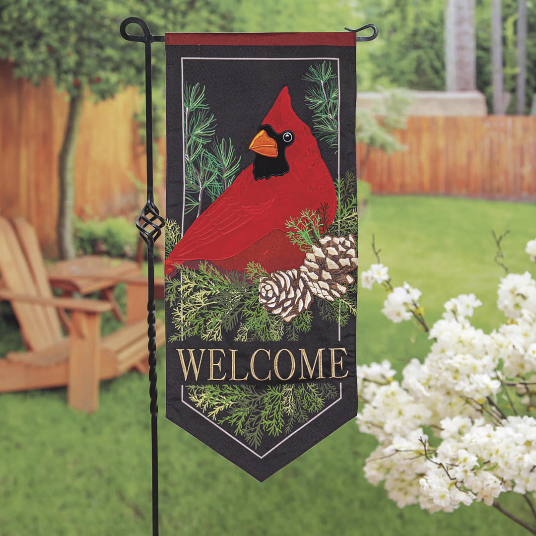 Cardinal and Evergreen Long Garden Flag 2 Sided XL heartlandflags