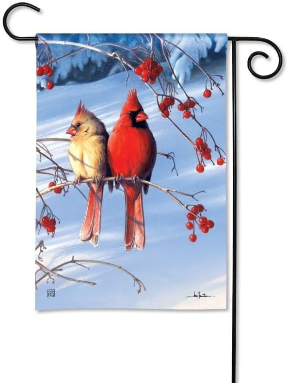 Cardinals In Snow Winter Garden Flag heartlandflags