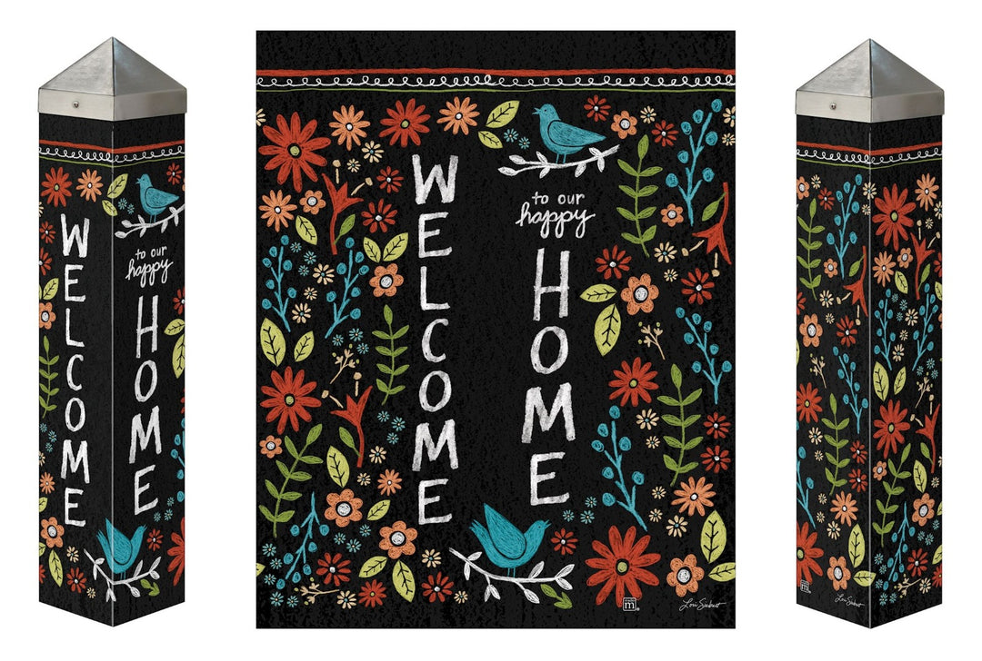 Chalkboard Floral Art Pole 20 Inches heartlandflags