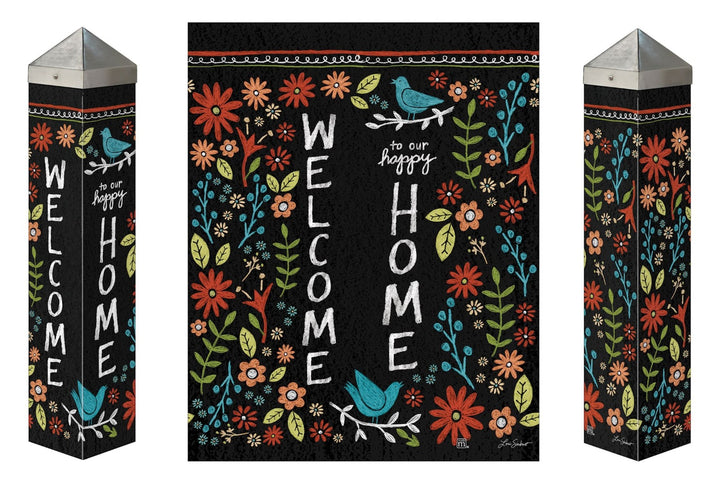 Chalkboard Floral Art Pole 20 Inches heartlandflags