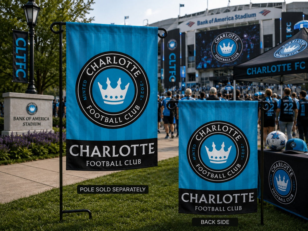 Charlotte FC Embroidered Garden Flag 2 Sided heartlandflags