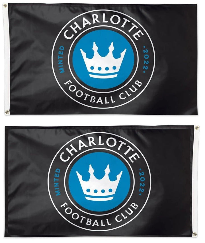 Charlotte FC Flag 3x5 Black 2 Sided heartlandflags