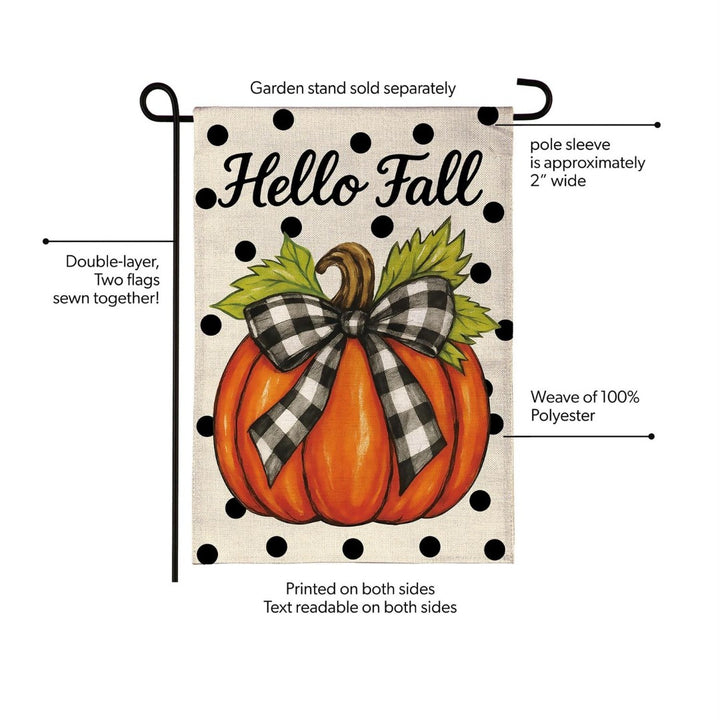 Checkered Bow Pumpkin 2-Sided Burlap Garden Flag heartlandflags