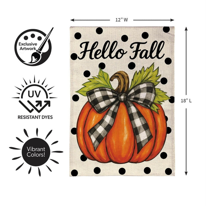Checkered Bow Pumpkin 2-Sided Burlap Garden Flag heartlandflags