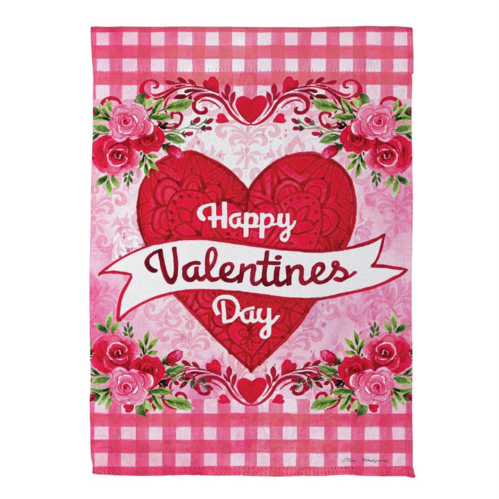 Checks & Swirls 2 Sided Valentines Garden Flag heartlandflags