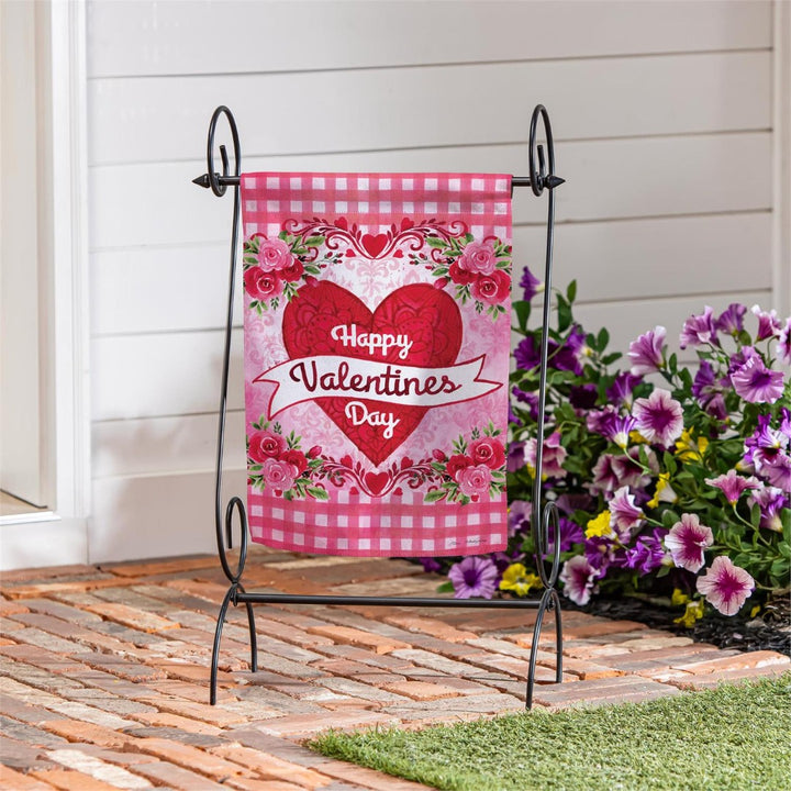 Checks & Swirls 2 Sided Valentines Garden Flag heartlandflags