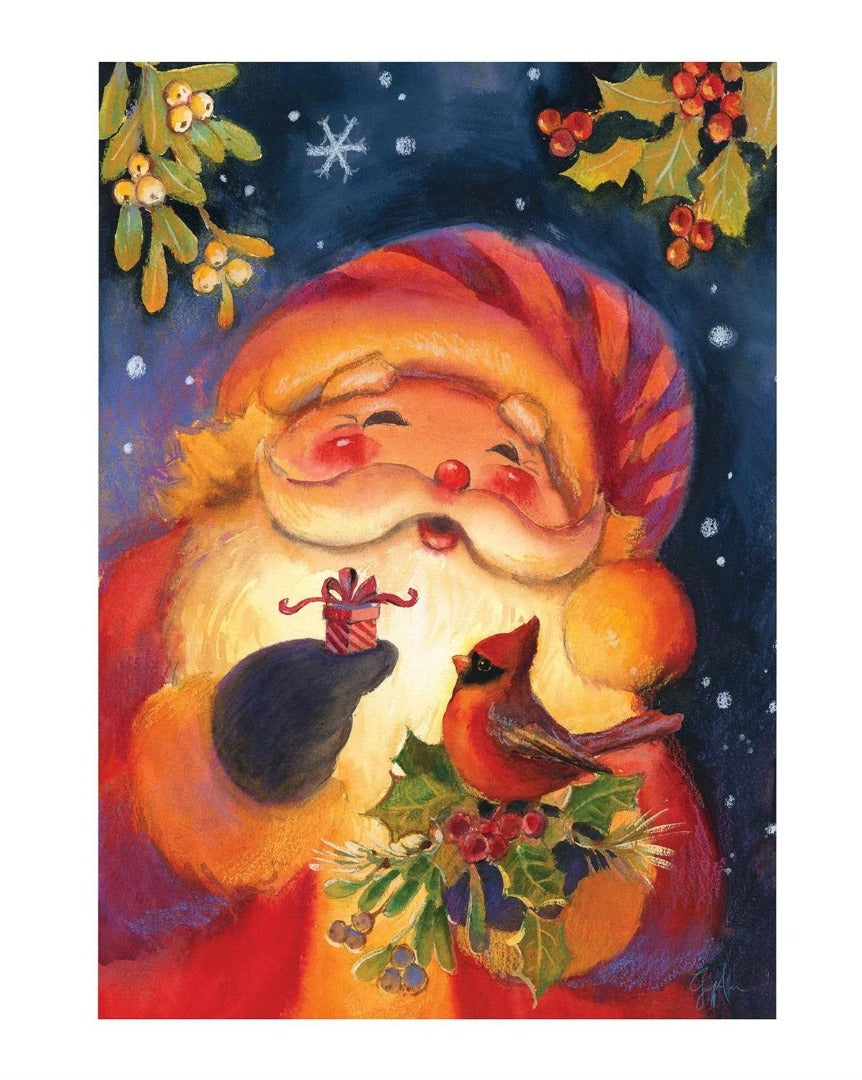 Cheerful Santa 2 Sided Christmas Banner heartlandflags