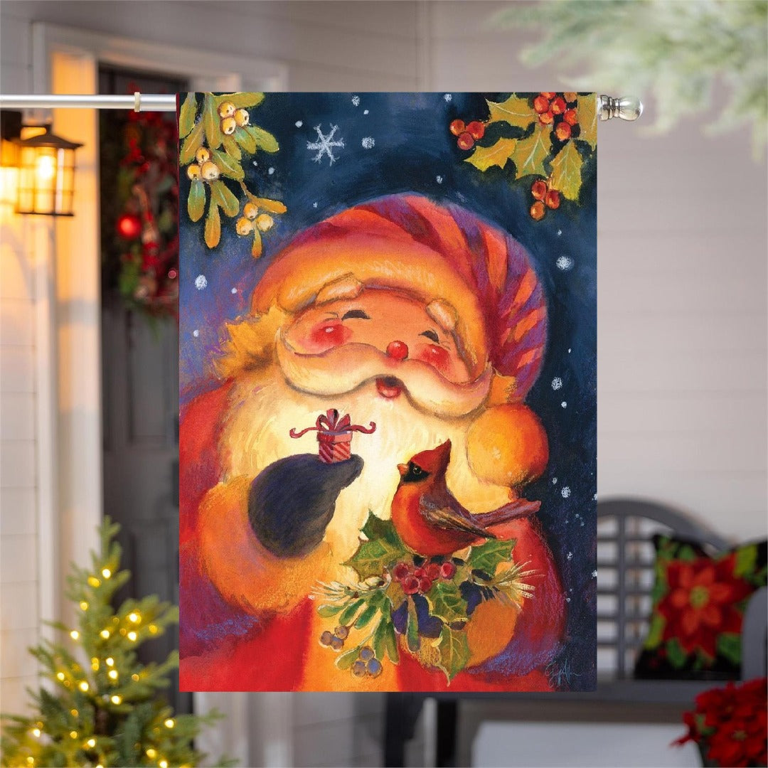 Cheerful Santa 2 Sided Christmas Banner heartlandflags
