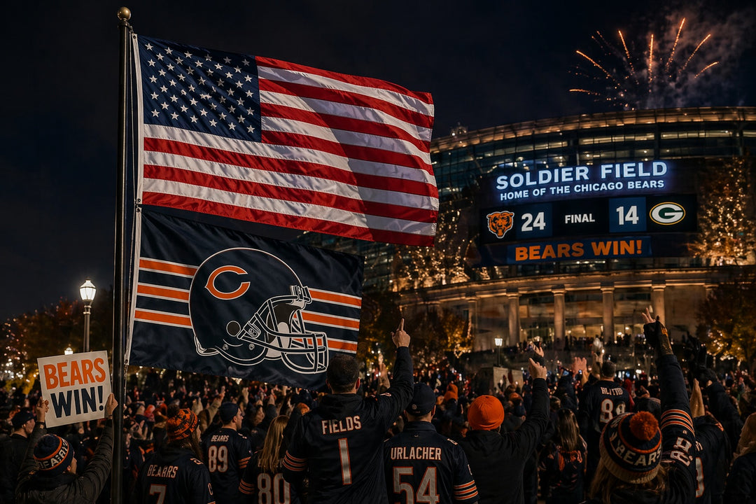 Chicago Bears Flag 3x5 Helmet Stripes heartlandflags