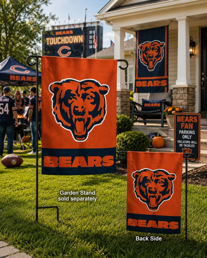 Chicago Bears Garden Flag 2 Sided Embroidered heartlandflags