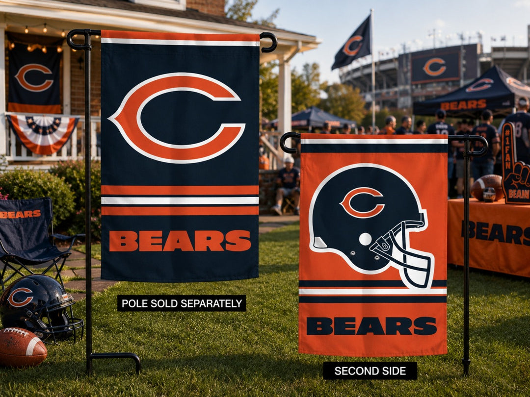 Chicago Bears Garden Flag 2 Sided Orange Logo heartlandflags